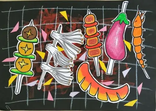 9,绘画《美味的烤串》