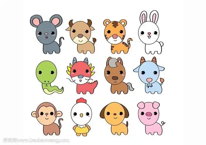 十二生肖的动漫形象图简笔画