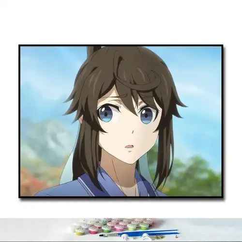 一念永恒灵溪宗白小纯侯小妹动漫人物diy数字手工填充油画涂色画