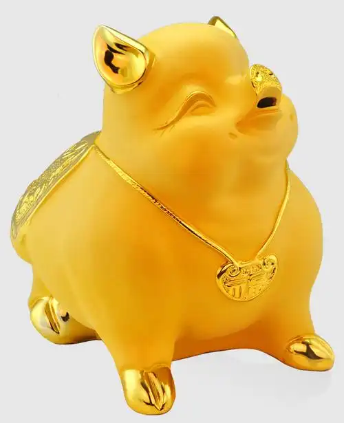 沙金存钱罐猪摆件招财金猪可爱创意现代家居装饰品电视柜开业礼