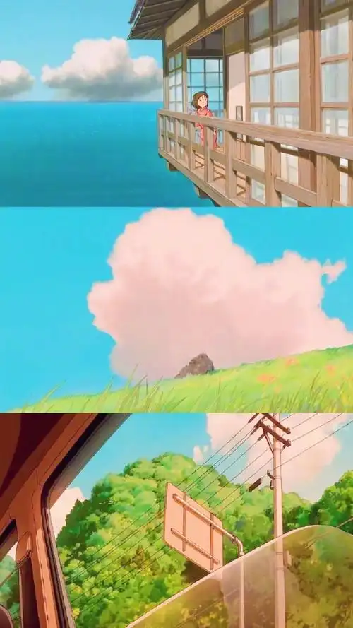 宫崎骏动漫场景拼接手机壁纸