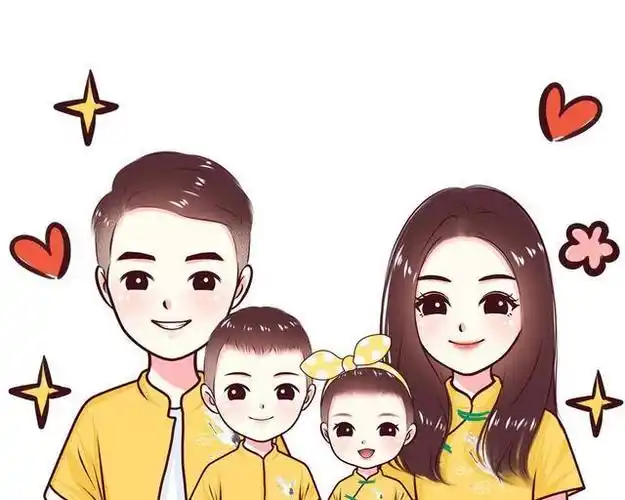 一家四口的卡通图片一儿一女(一家四口卡通图片一儿一女壁纸)