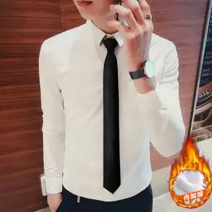 803人付款淘宝白色长袖衬衫男日系潮牌炸街潮流宽松纯色寸衫送领带