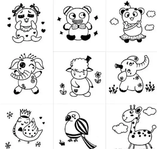 简笔画手绘有趣的黑白简笔画
