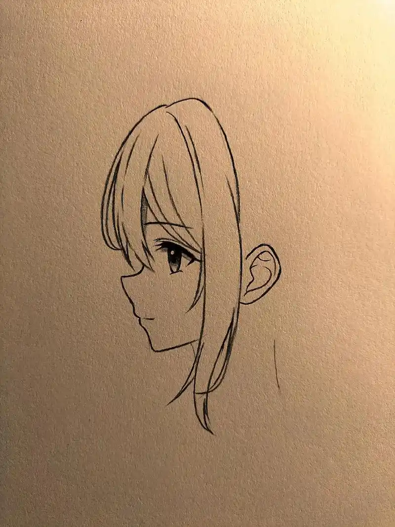 过程图教你侧脸高马尾女生.#临摹 #绘画过程分享 #教你画侧 - 抖音