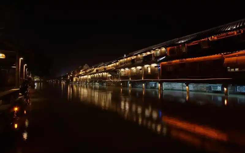 江南水乡,夜景,水乡夜景,水面江南水乡壁纸图片