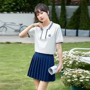 初中学生12-15岁休闲学院风短袖大童女生夏装宽松短裙两件套套装