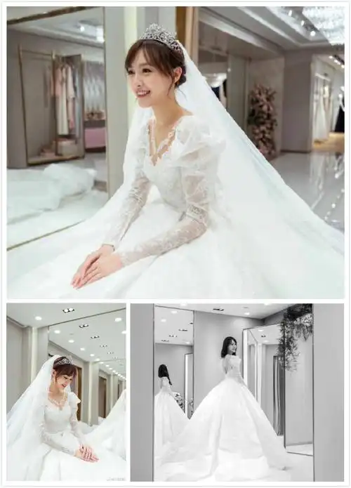 唐嫣试婚纱画面曝光 裙摆拖地回眸甜笑