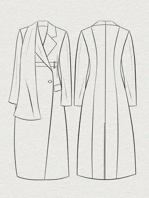 款式图 | 24款连衣裙与大衣款式图_趋势_星标_春夏