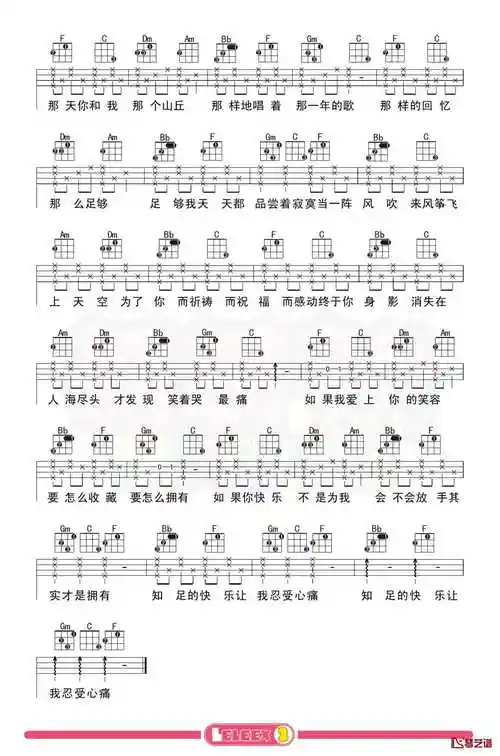 五月天知足尤克里里谱弹唱曲谱