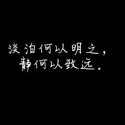 求一张黑底白字图片,文字:淡泊何以明之,静何以致远.