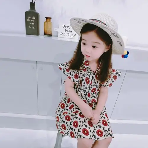 女童夏季裙子2018新款儿童夏装小淑女幼儿园小女孩雪纺碎花连衣裙