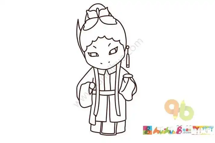 戏曲人物简笔画简笔画--如何画学唱戏曲的小男孩的简笔画戏曲小生简笔
