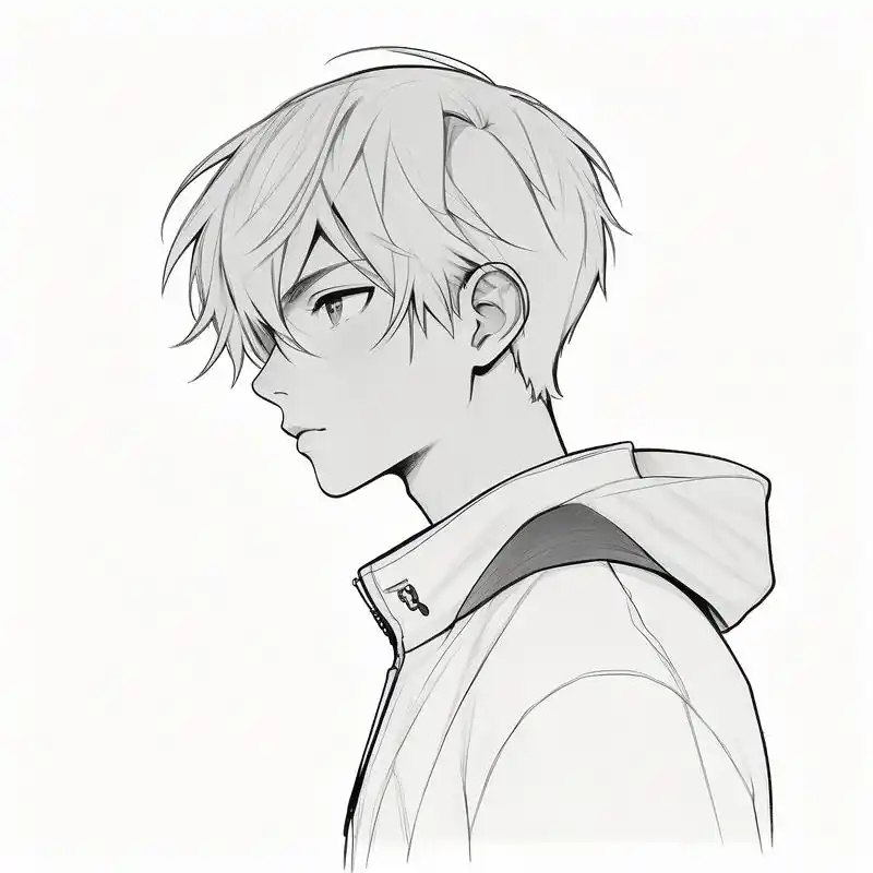 男生黑白素描侧脸头像,氛围感拉满9699