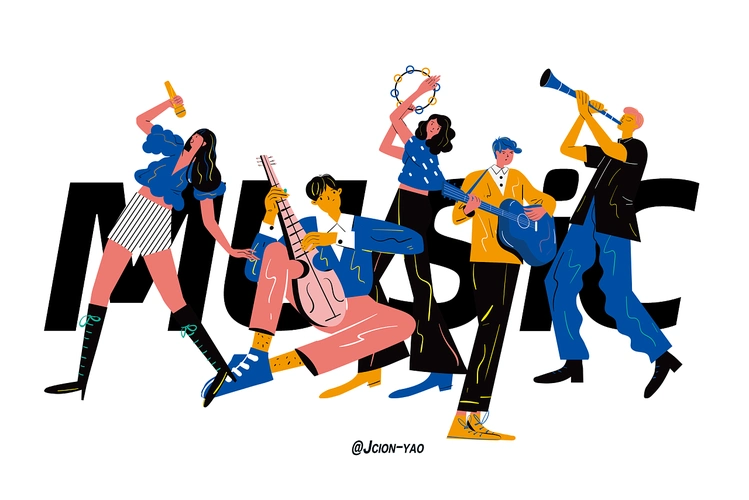 夏日乐队狂欢|插画|商业插画|游泳的鱼 - 原创作品 - 站酷 (zcool)