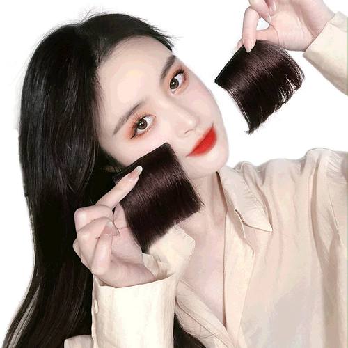 八字刘海假发片假发片女头顶夏增发量高颅顶短发三七分超薄款蓬松