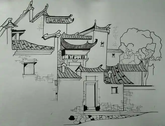 徽派建筑——黑白装饰画(合肥市行知学校八年级11班作品展)