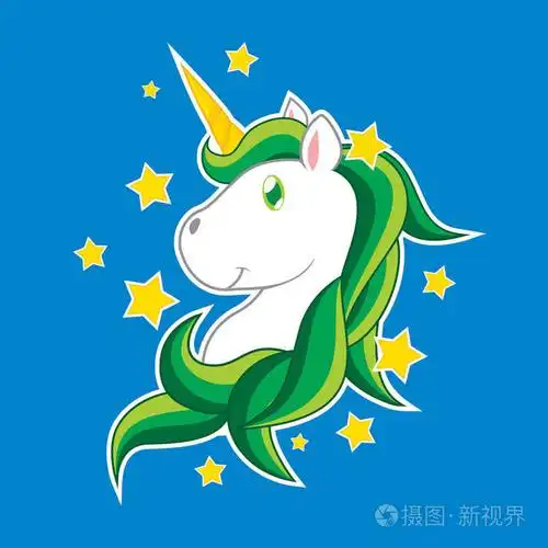 独角兽卡通矢量-绿色