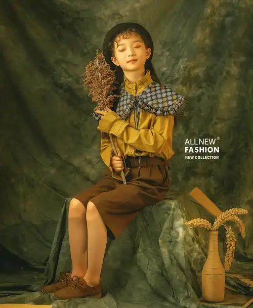 儿童摄影服装新款时尚10-12岁女孩个性复古写真影楼大童拍照衣服