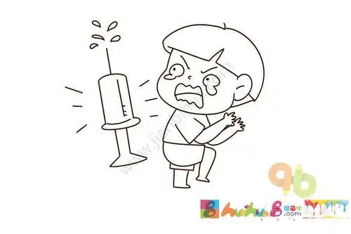 成长的烦恼 害怕打针的小男孩简笔画步骤图
