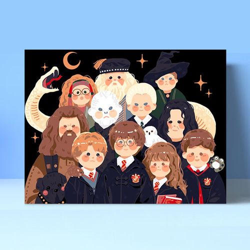 霸蓝哈利波特数字油画diy填色充彩定制手绘卡通人物儿童动漫q版装饰画