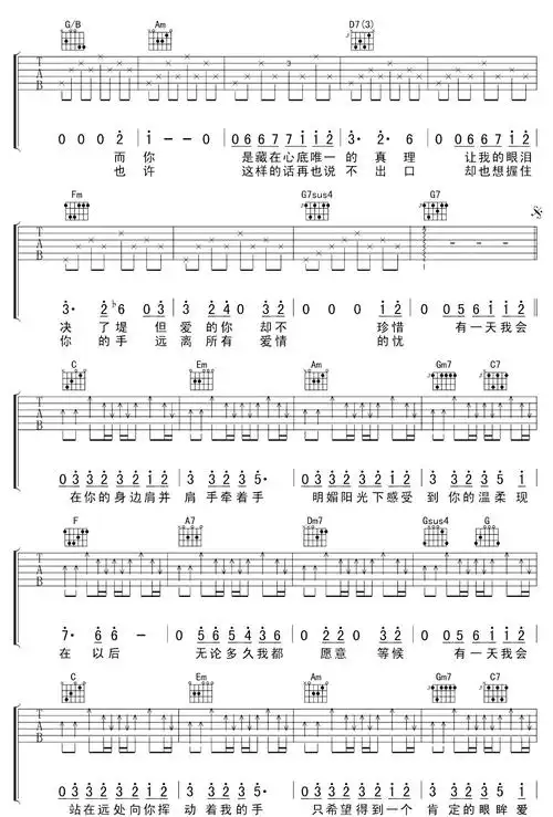 长腿叔叔吉他谱2-袁娅维-c调指法