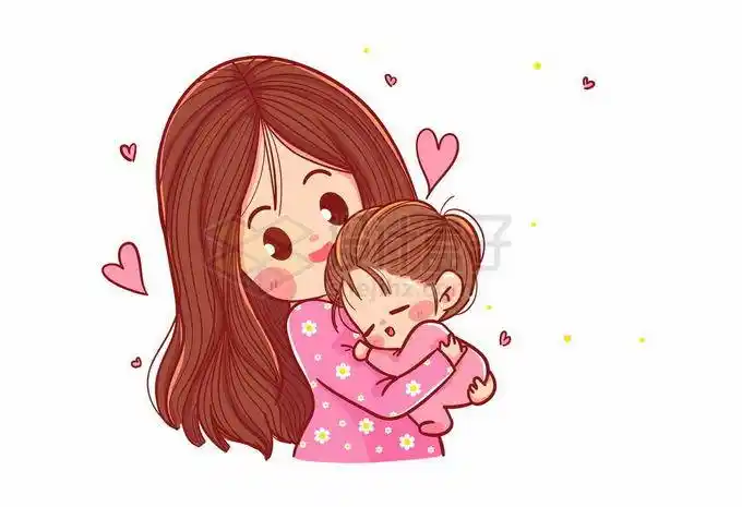 超可爱卡通妈妈抱着女儿母亲节温馨家庭1730925矢量图片免抠素材 人物