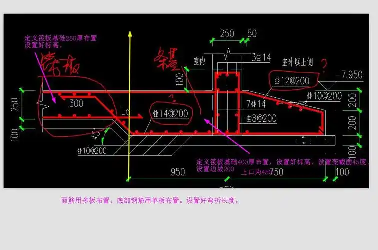 筏板基础和条基的钢筋