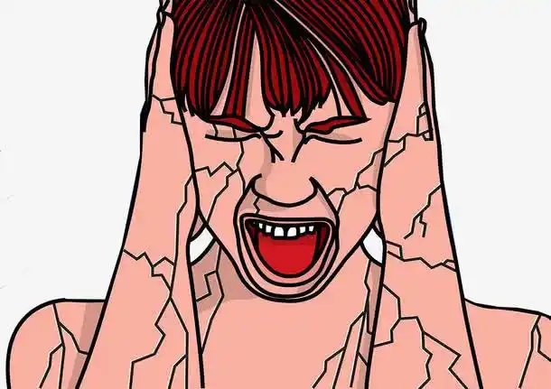 抓狂崩溃的红发女孩