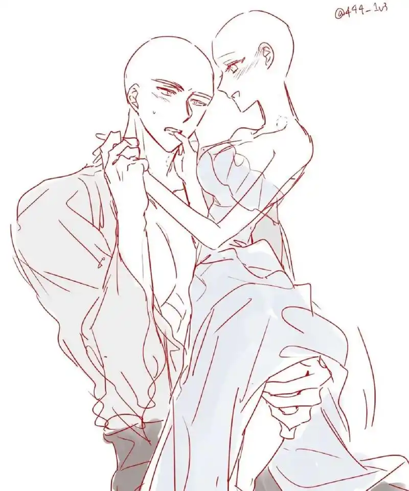 绘画素材分享|甜蜜的情侣绘画素材模板