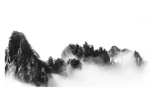 中国风水墨山水墨迹黑白山色水墨山水国画元素