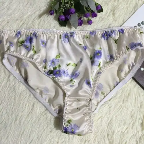 品牌桑蚕丝女式真丝内裤 中高腰中老年妈妈三角裤限量加大版印花