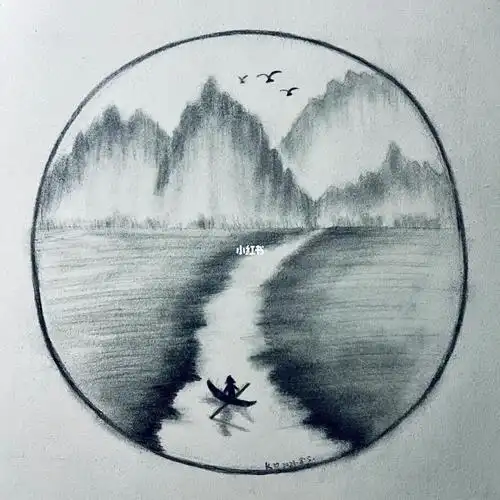 素描风景画山水素描山水画