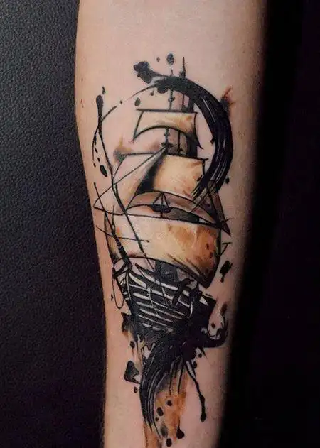 手臂转运一帆风顺纹身图案