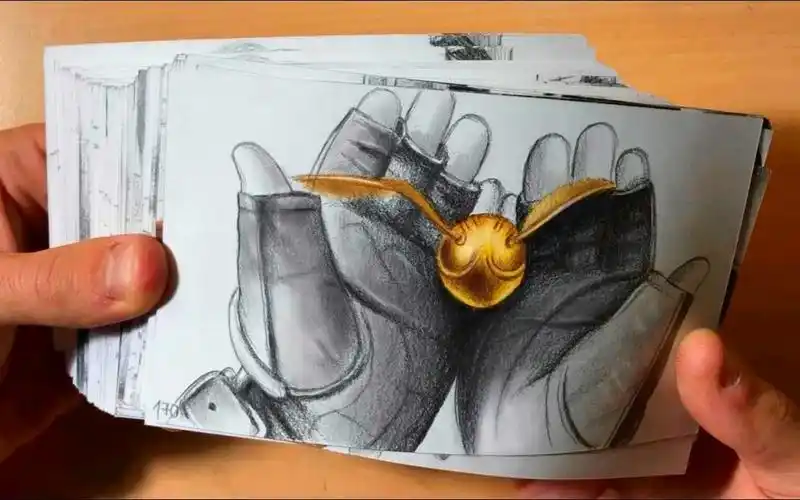 哈利波特翻页动画哈利抓到金色飞贼davidezezzaart