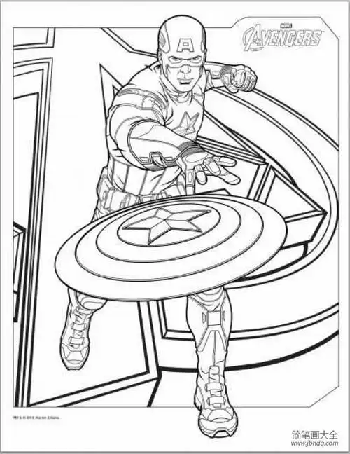 儿童简笔画大全超级英雄美国队长简笔画图片漫威英雄美国队长简笔