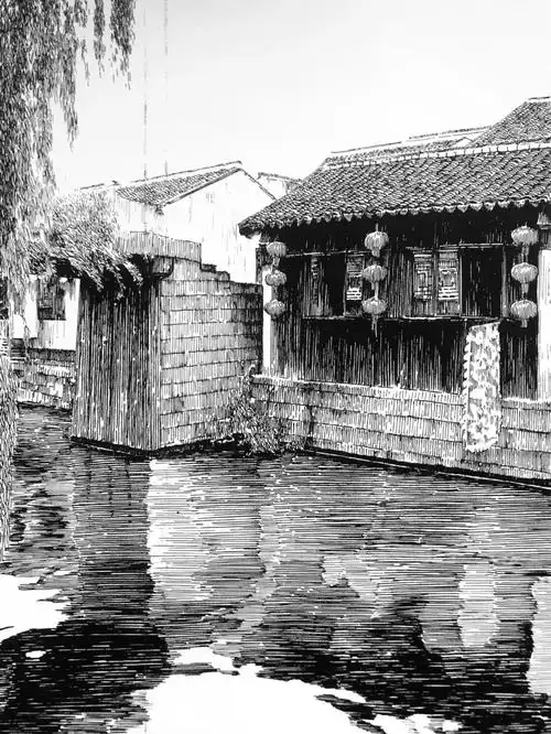 画画  #钢笔画  #简笔画  #江南水乡  #江南  #古镇  #风景速写