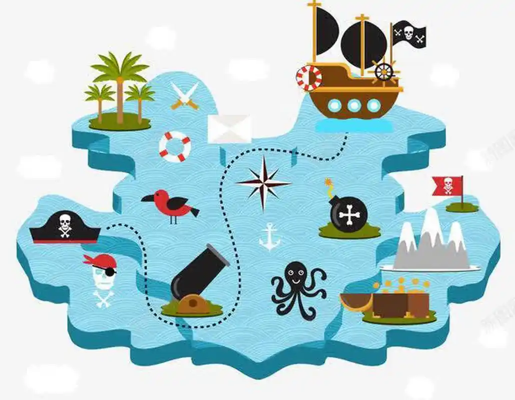 《藏宝图》创意画 适合幼儿园中班至一年级孩子,参考图附上