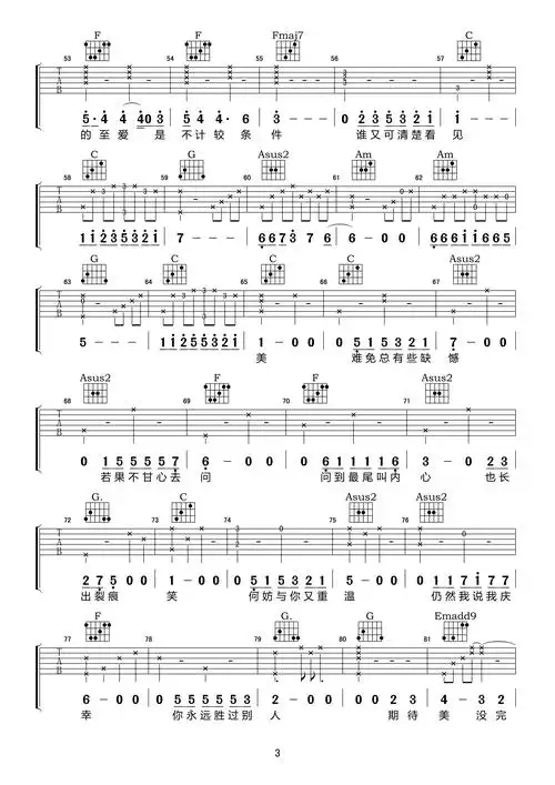 陈奕迅无条件live2015弹唱吉他谱