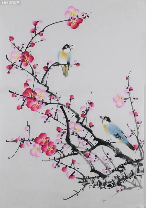 秦老师3四尺三开花鸟_写意花鸟_其他_花鸟_国画_装饰作品_园圆堂