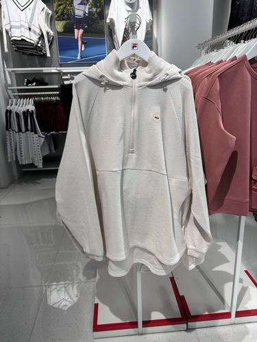 fila斐乐女连帽卫衣24春新款简约宽松健身运动针织上衣a11w411201
