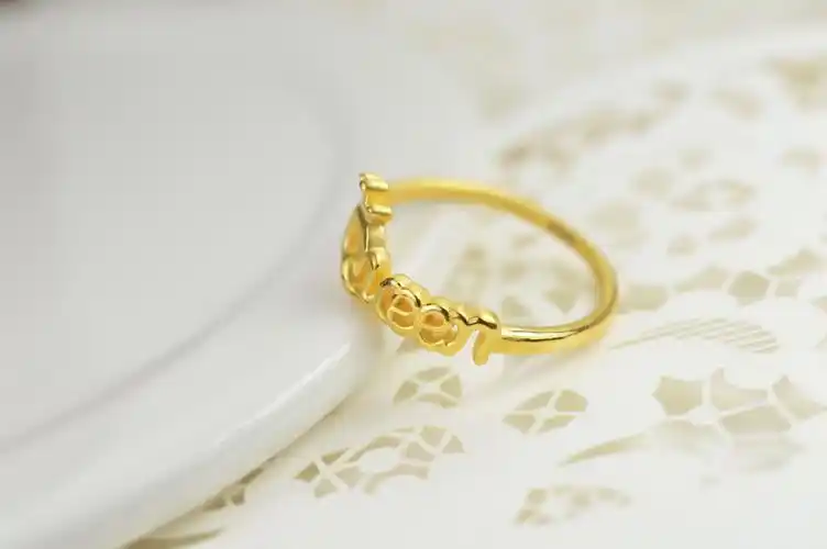 戒指米勒简约金戒指女款足金珠宝皇冠女王黄金手饰