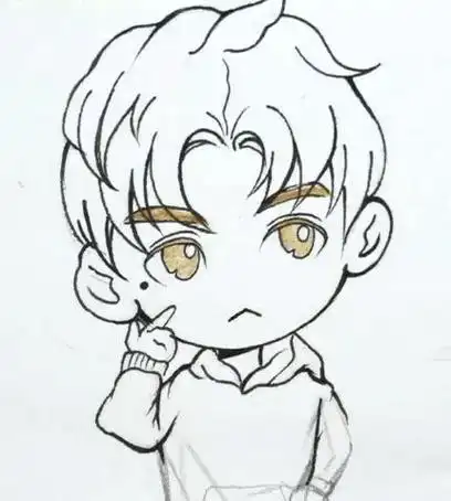 男生q版萌卡通头像简笔画简单