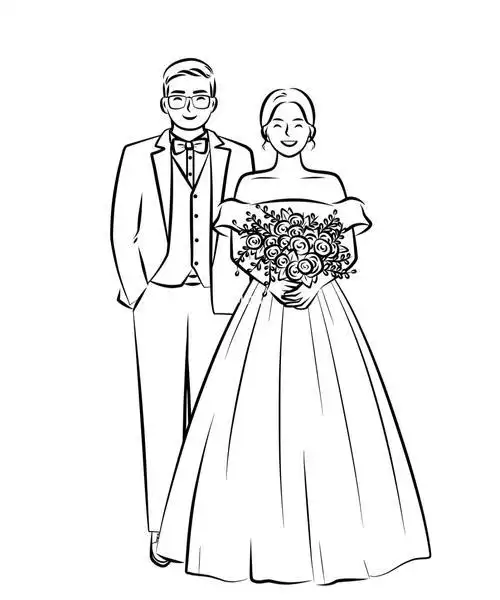 婚纱简笔画 婚纱简笔画手绘长裙 - 婚纱照图片手绘简笔画 - 实验室