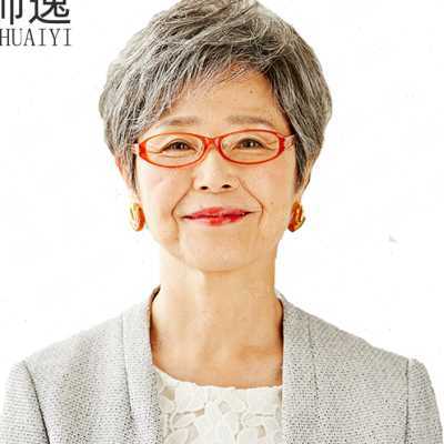 中老年花白色假发女真人发奶奶姥姥妈妈70岁增加发量短发型发套