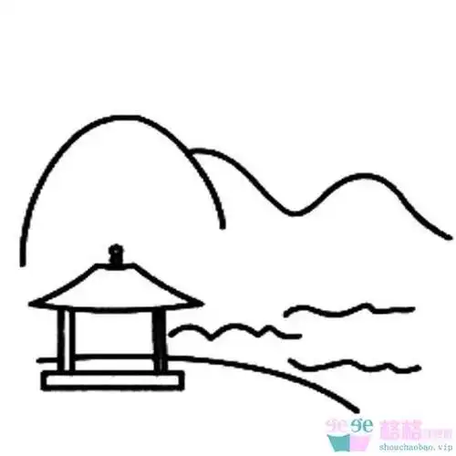 简笔画风景儿童简笔山水画4格格手抄报