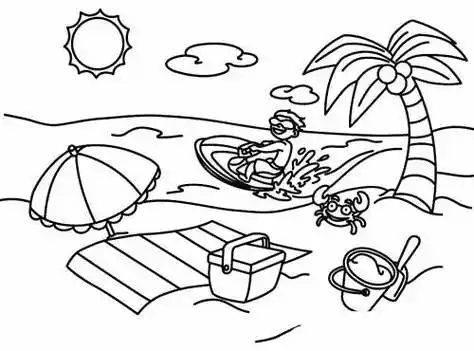 最新海滩简笔画 海滩简笔画图片大全