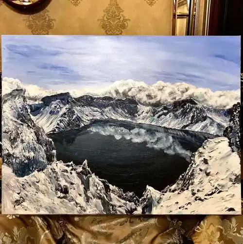 高二美术生的画画日常13丙烯长白山天池