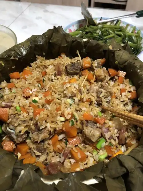 荷叶蒸饭(电饭锅版)的做法