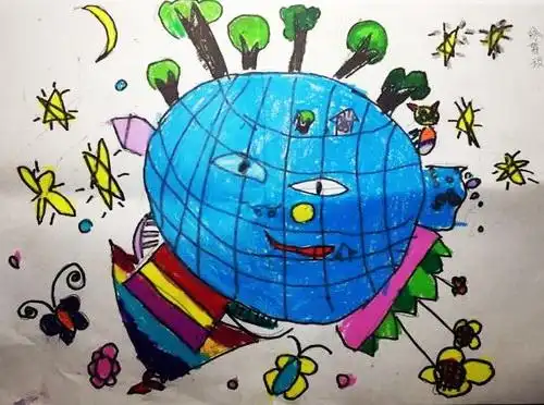 少儿书画作品-爱护地球妈妈/儿童书画作品爱护地球妈妈欣赏_中国少儿
